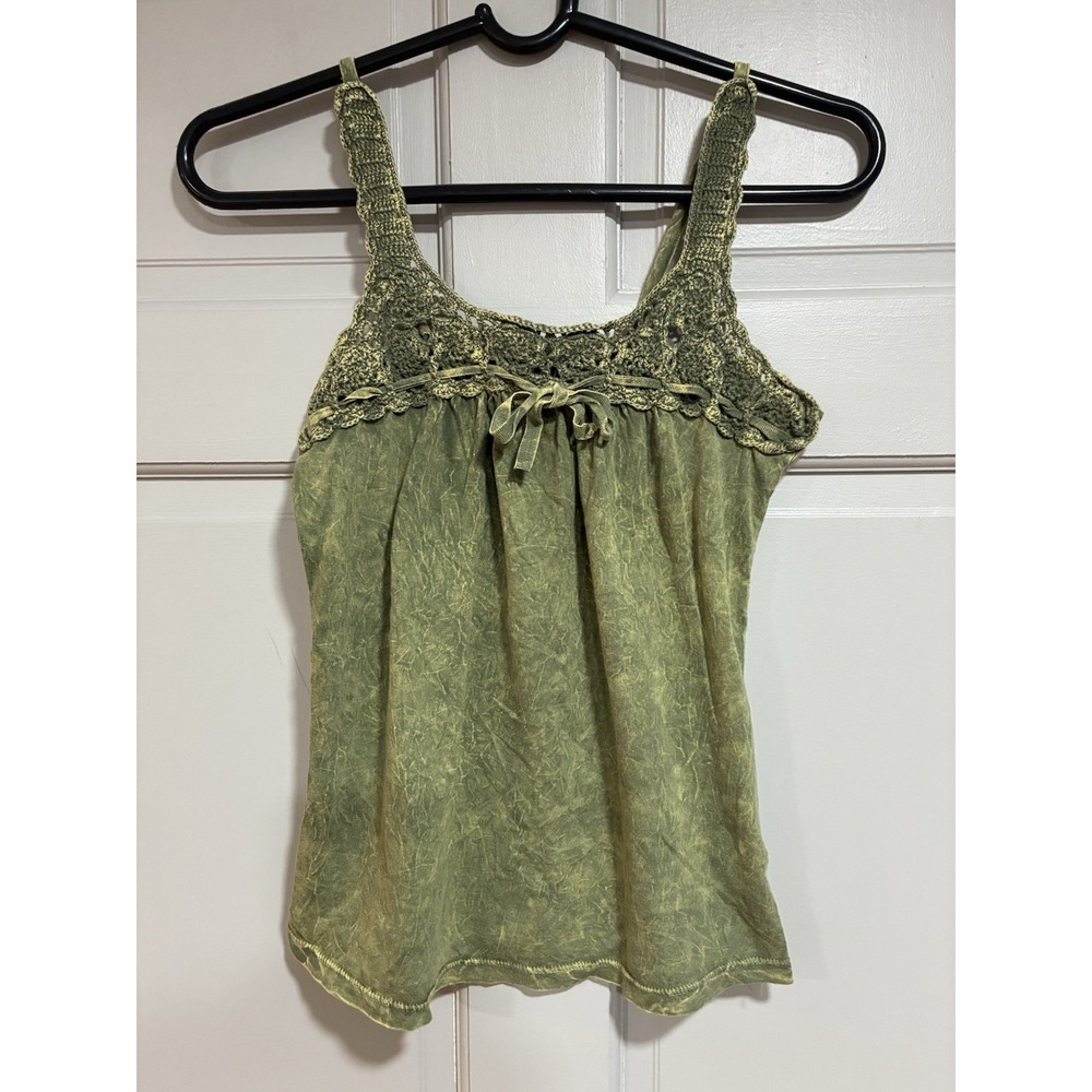 Vintage Y2K Wet Seal Floral Lace Cami Top Womens M Fairy Grunge Coquette Cotton